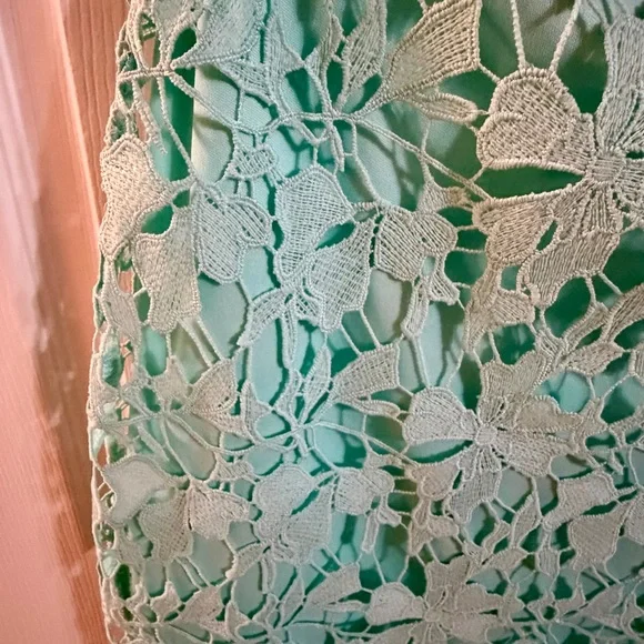 She + Sky Mint Green Lace Dress | Floral Crochet Overlay | NWT | Size S - Picture 4 of 8